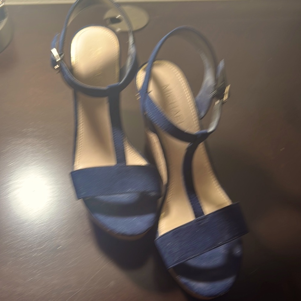 Navy Blue Wedge Sandal by Michael size 9.5